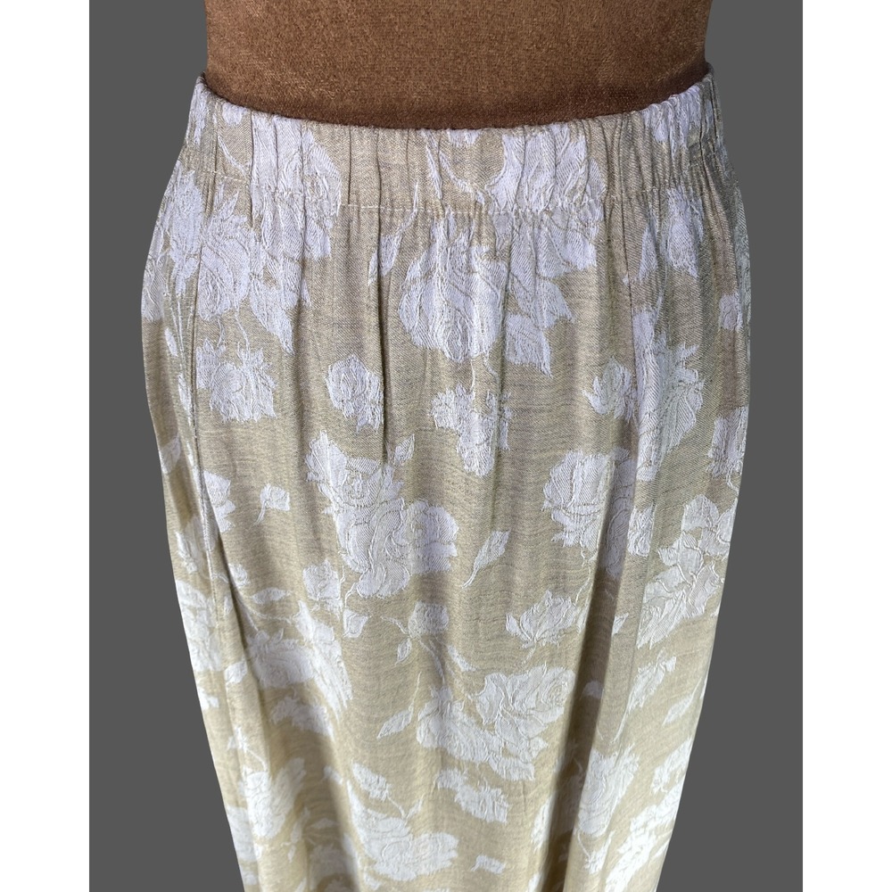 CP Shades Womens Tan White Floral Jacquard Rayon Maxi Skirt Size M Quiet luxury - Picture 6 of 13